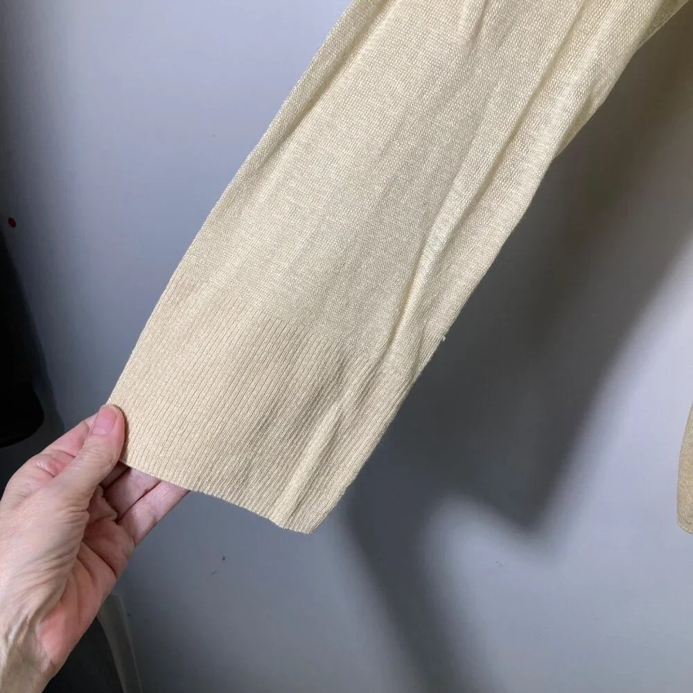 Womens‎ J Crew Linen Sweater Round Neck Pale Yellow S Oversized NWT